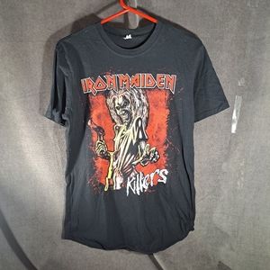 Iron Maiden Killers Blood Splatter Background Black Graphic Band Tee VG M